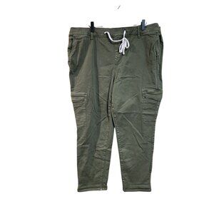 Torrid Olive Green Cargo Jogger Pants Size 3R Elastic Waist Drawstring Pockets W